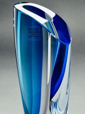 Kosta Boda 11 Inch “Seaside” Vase, Signed By Designer Goran Warff